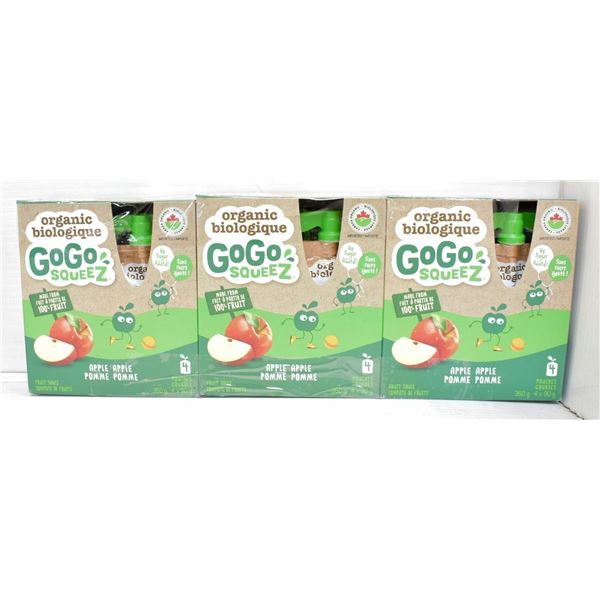 3 BOXES ORGANIC GOGO SQUEEZ APPLE FRUIT SAUCE