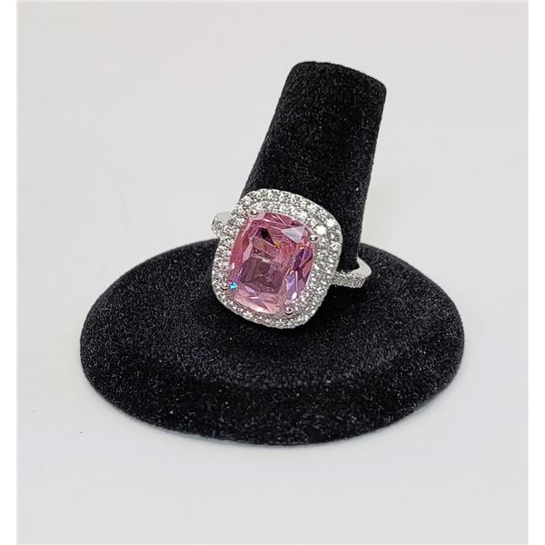 21)  CUSHION CUT PINK SAPPHIRE COLORED AND CLEAR