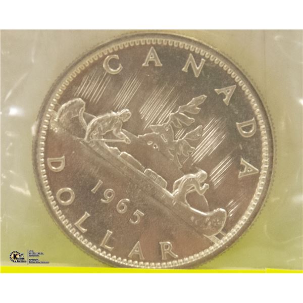 1965 PROOF UNCIRCULATED CANADIAN SILVER DOLLAR