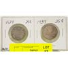 Image 1 : 1929 AND 1939 CANADIAN SILVER QUARTERS