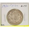 Image 1 : 1950 CANADIAN SILVER HALF DOLLAR - AU 55