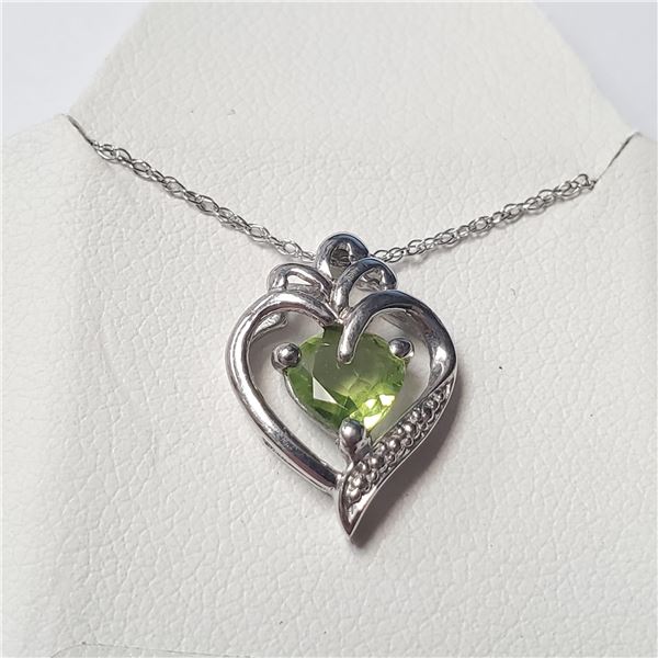 BZ957-19 SILVER PERIDOT 19" NECKLACE