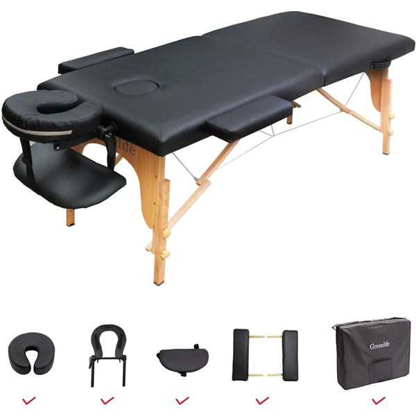 NEW GREENLIFE PORTABLE BLACK MASSAGE TABLE