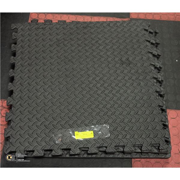 SET OF 8 PUZZLE SHAPED 24" FLOOR PAD PIECES, BLACK