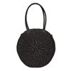 NEW BLACK WOMEN'S ROUND STRAW BAG W/TOP ZIP