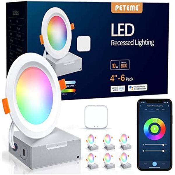 NEW REPACKED SMART LED RECESSED 4" RGB LIGHTING