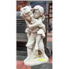 Image 1 : GARDEN STATUE BOY PIGGYBACKING GIRL, 18 IN HIGH