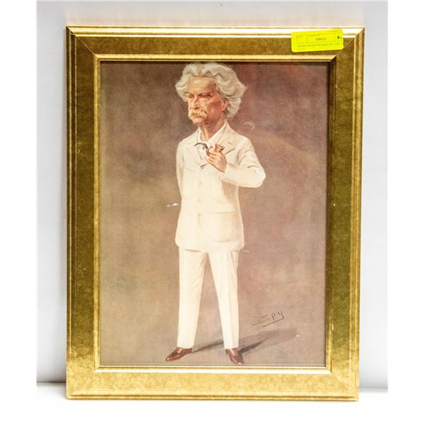 MARK TWAIN FRAMED PICTURE 18  X 15 