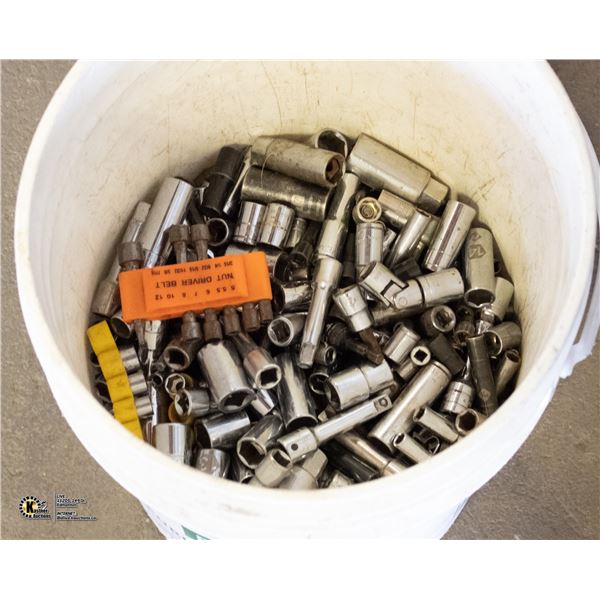 LARGE BUCKET OF ASSORTED SOCKETS