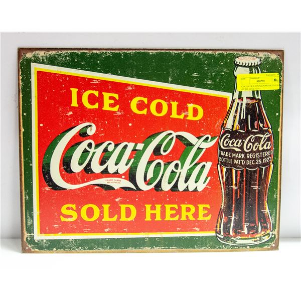 COCA COLA TIN SIGN MADE IN USA BY DE SIGN #1393