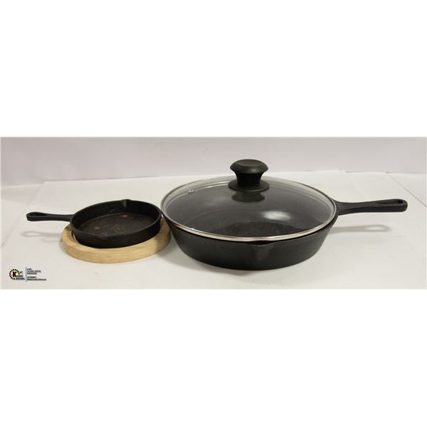 FLAT WITH 10 INCH CAST IRON FRY PAN W/ LID