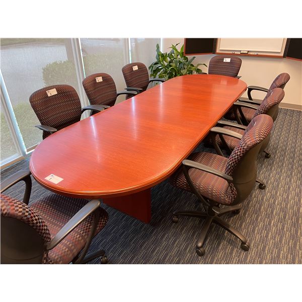 CONTENTS OF DOWNSTAIRS BOARDROOM INCLUDING: CHERRY 10' OVAL BOARDROOM TABLE, CHERRY
