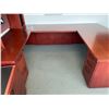 Image 2 : CONTENTS OF OFFICE INCLUDING: CHERRY U-SHAPE DOUBLE PEDESTAL DESK WITH 4 DOOR HUTCH, CHERRY 2