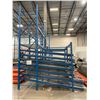 Image 2 : 3 BAYS OF BLUE TEARDROP GRAVITY ROLLER FEEDER RACKING SYSTEM WITH MESH DECK SHELVING :