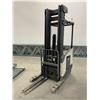 Image 1 : CROWN RR 5200 SERIES 3 STAGE 113" MAST 4250 LBS CAPACITY STAND ON 36V ELECTRIC REACH TRUCK