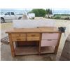 Image 1 : Wooden Work Bench with Vice 39"X72"x26" has Drawers