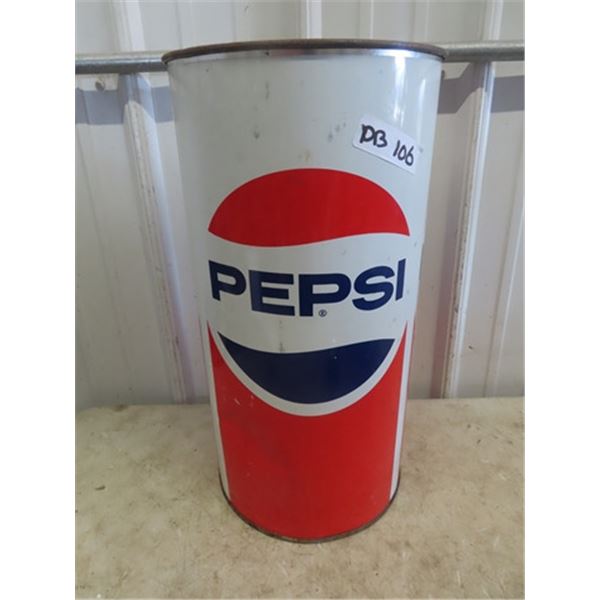 Metal Pepsi Garbage Can 10" x 19"