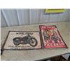 Image 1 : 2 Metal Signs : Motorcycle & Gas Station 16" x 24"