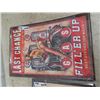 Image 3 : 2 Metal Signs : Motorcycle & Gas Station 16" x 24"