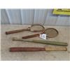 Image 1 : Vintage Sports Equipment ;2 Bats, 2 Tennis Rackets