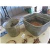 Image 3 : Galvanized  Tub + Pail , Cow Kicker, Chicken Feeder