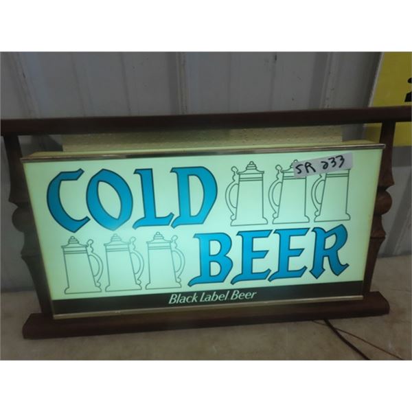 Black Label Cold Beer Light Up Sign 14" x 25"