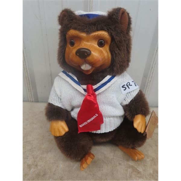 Raiker  Original Beaver Plush Doll with Wooden Face 15" Tall