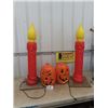 Image 1 : 2 Light Up Pumpkins & 2 Blowmold Candles
