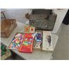 Image 1 : Coke Crate, Fisher Price Clock, Paper dolls with Boxes