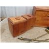 Image 4 : Wooden Bread Box + Cannister Set & Fireplace Tools