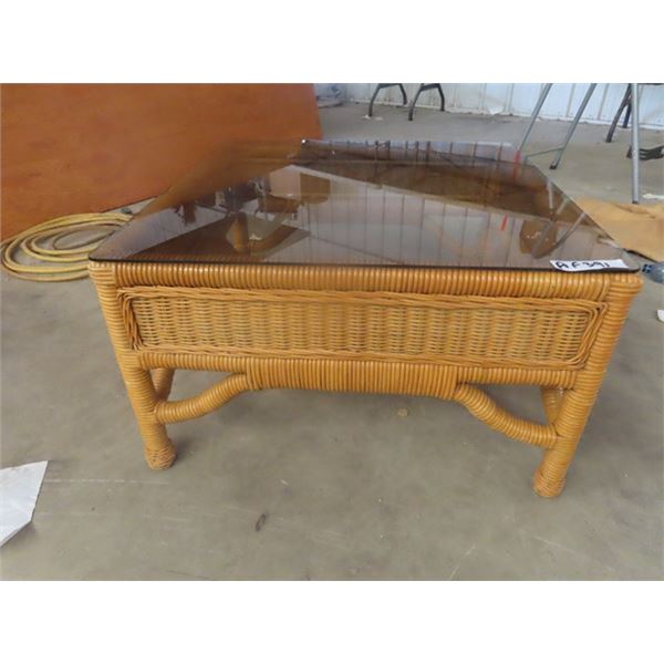 Wicker & Glass Coffee Table