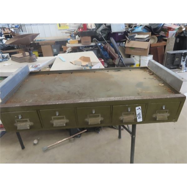 5 Drawer Metal Index Cabinet with Some Hardware & Screws inside