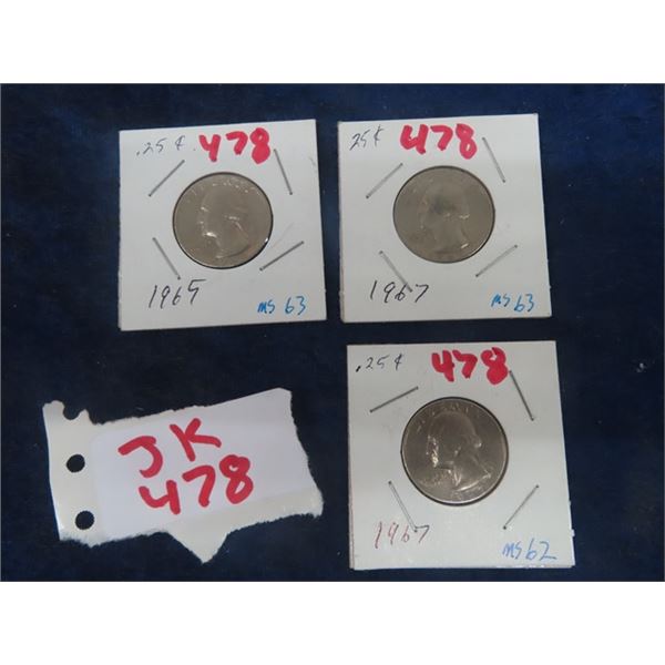 3 - 1967/1965 USA Quarters