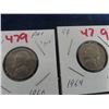 Image 2 : 3 - 1946/1960/1964 USA Nickels