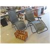 Image 1 : 2 Folding Gravity Lounge Chairs & Magazine Rack