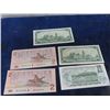 Image 4 : Canadian Dollar Bills; 1) 11973 $1 , 2) 1967 $1, 1) 1986 $2