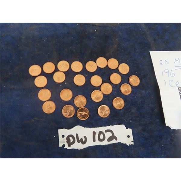 25 - 1967 1 Cent Coins