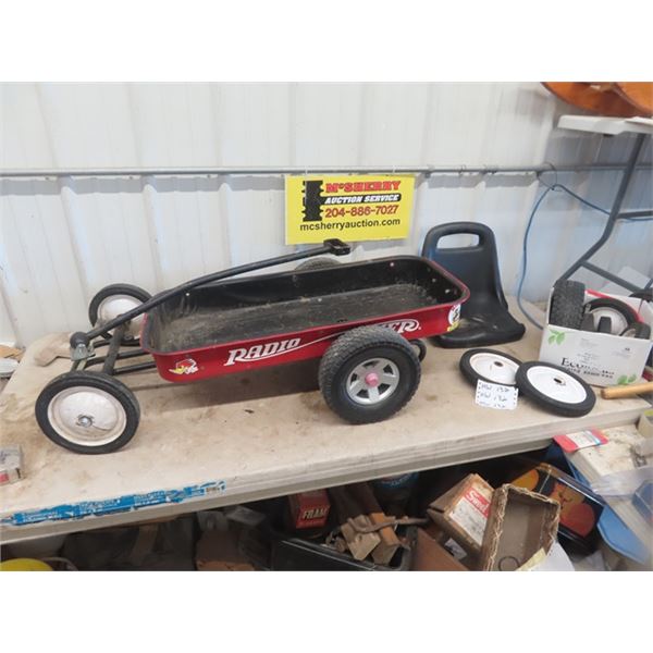 Radio Flyer Wagon - Hot Rodded a bit With Original Wheels & a Seat