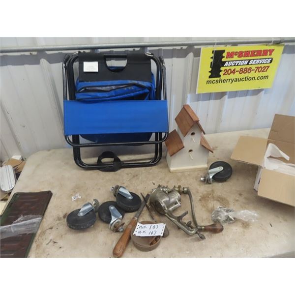 Elevator Birdhouse, Set of 4 Casters, Meat Grinder Folding Yard Chair