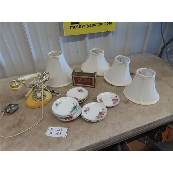 Telephone, Lamp Shades, China Saucers