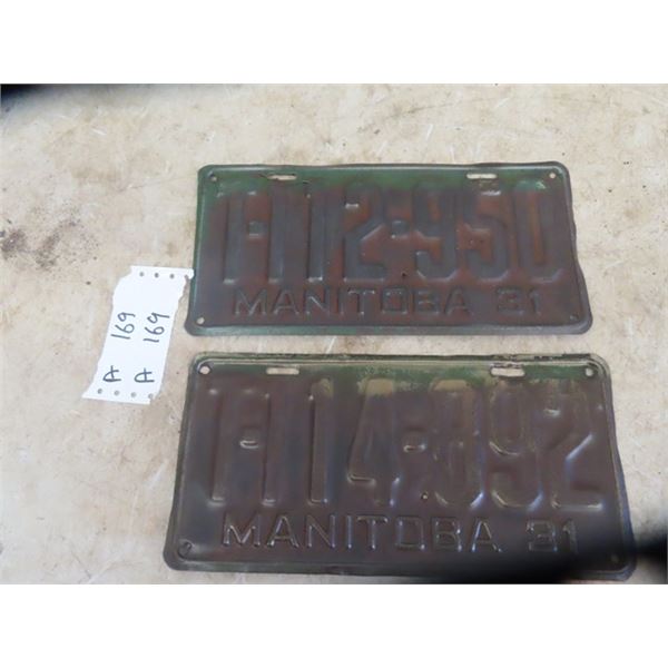 2 1931 Manitoba License Plates