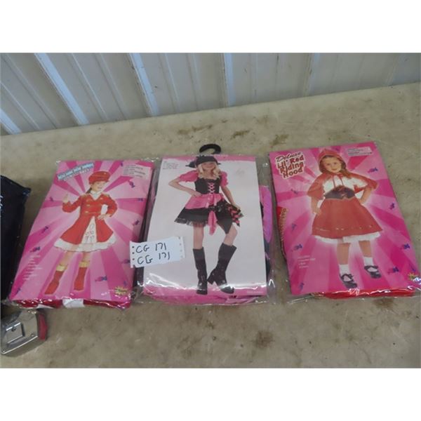 3 New Girls Halloween Costume Size 4-6 ; Pirate, Lil ' Red Riding Hood, Drum Majorette