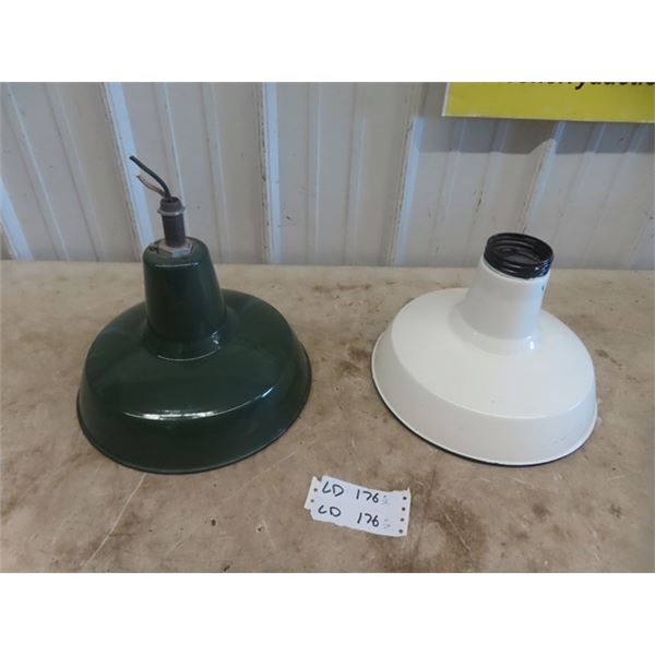 2 Porcelain Service Station Lights 11" at Base