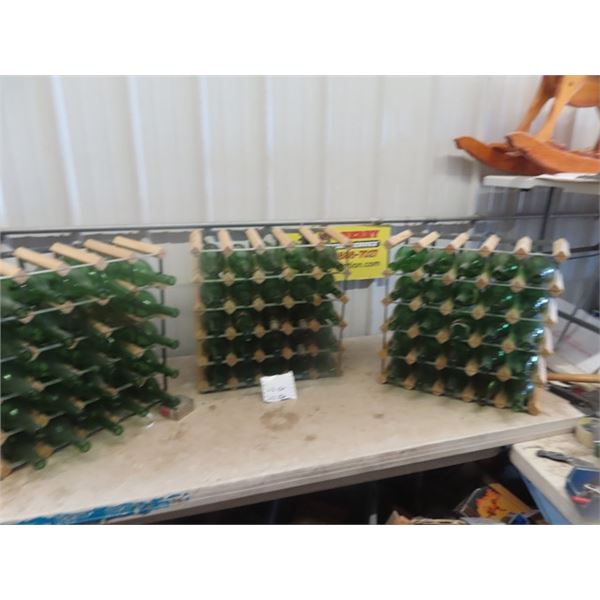 75 Wine Bottles & 3 Wine Racks