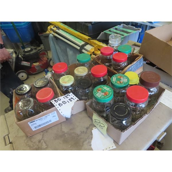 20 Organizer Jars with : Screws, Nails & Other Hardware