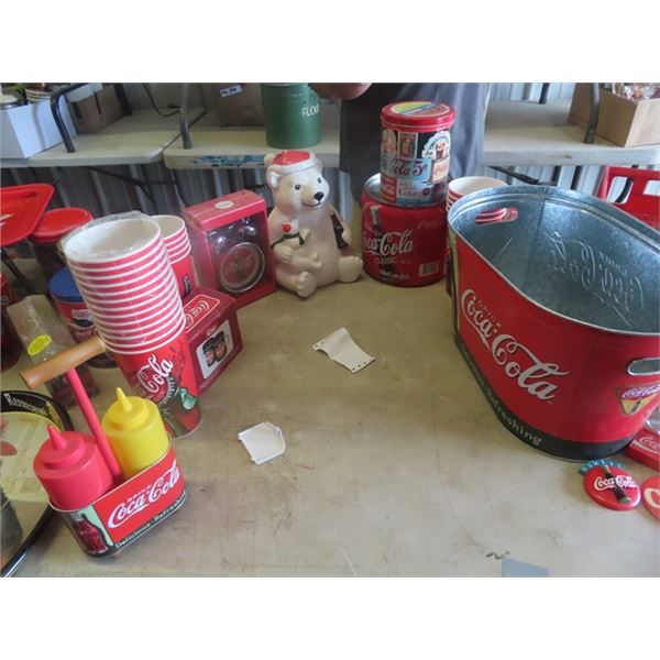 Coca-Cola Ice Bucket, Cookie Jar, Alarm Clock, Condiment Set