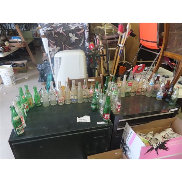 43 Old Pop Bottles ; Orange Crush, Sun Crest, Wyola, Drewery's plus more