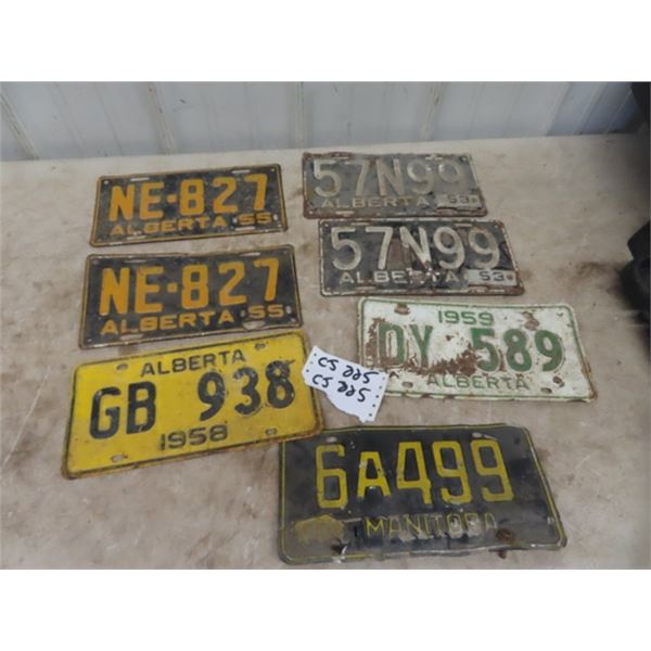 7 1950's License Plates