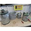 Image 1 : 3 Metal Gas Cans & 1 Mop Pail