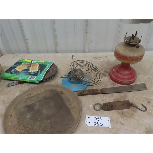 Coal Oil Lamp, Camping Toaster, Machete, Fish Scale